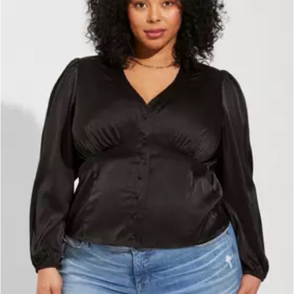 Torrid Black Satin Blouse